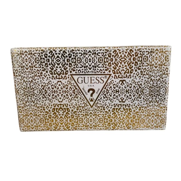 New Guess Black Logo Embossed Floral Wallet With ID Window Credit Card Slots - Picture 7 of 10